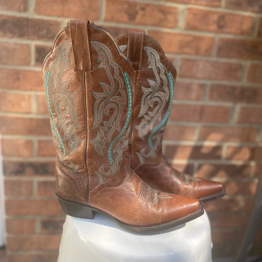 Old Gringo Women’s Brown Western Cowboy Boots with Turquoise Embroidery 6B - Picture 3 of 12
